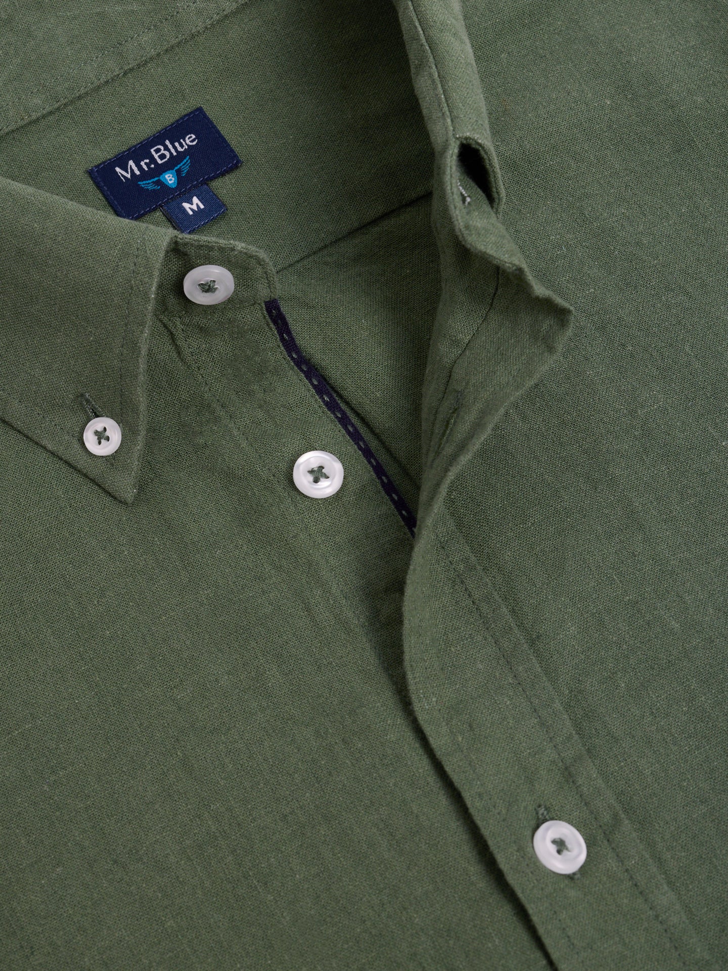 Camisa Linho Verde Manga Comprida Regular Fit Mr. Blue