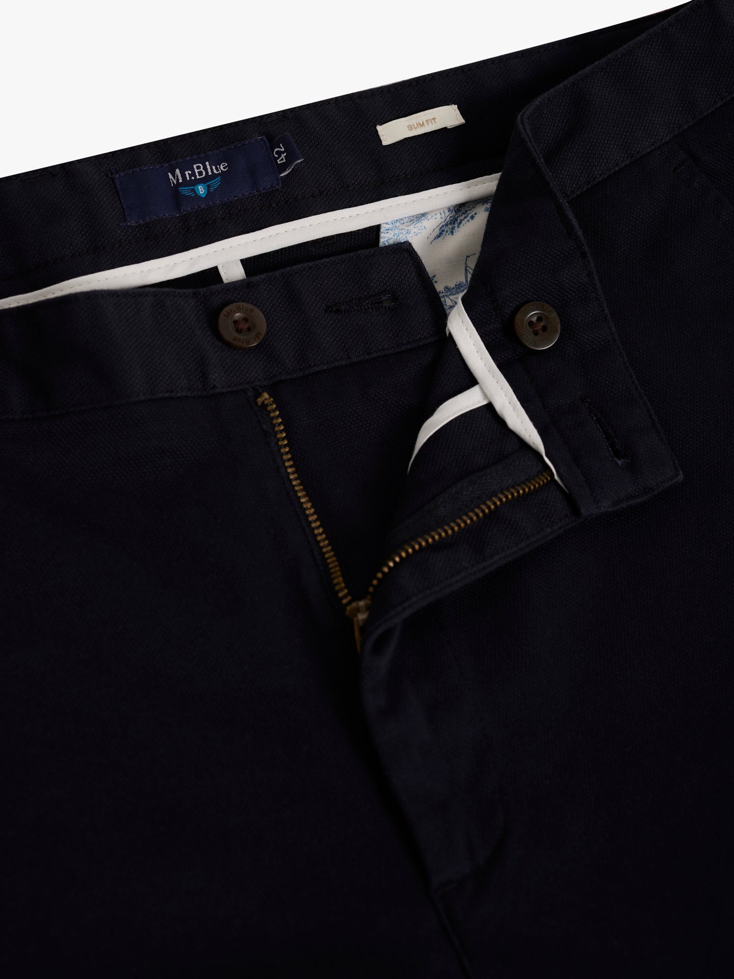 BLUE STRUCTURED TROUSERS SLIM FIT MR. BLUE