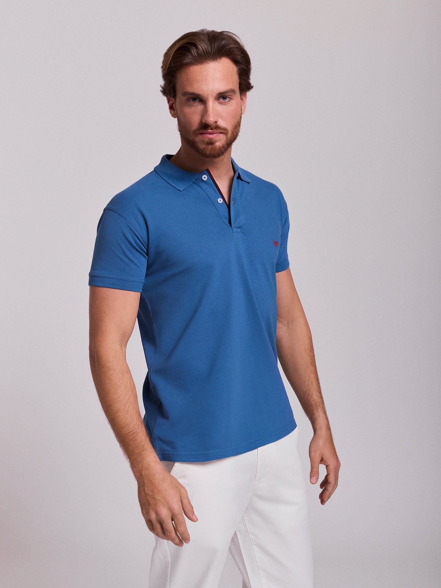 Polo Azul Manga Curta Regular Fit Mr. Blue
