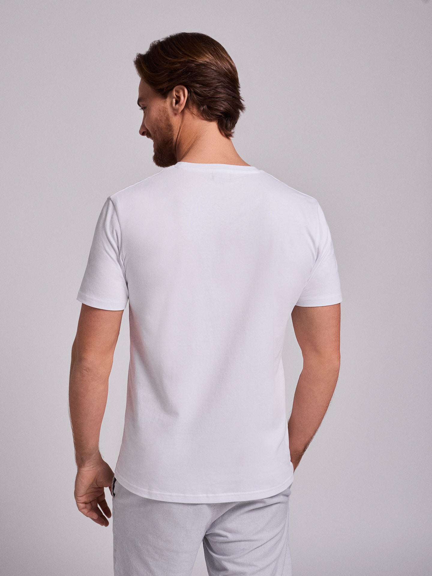 WHITE COTTON T-SHIRT SHORT SLEEVES REGULAR FIT MR. BLUE