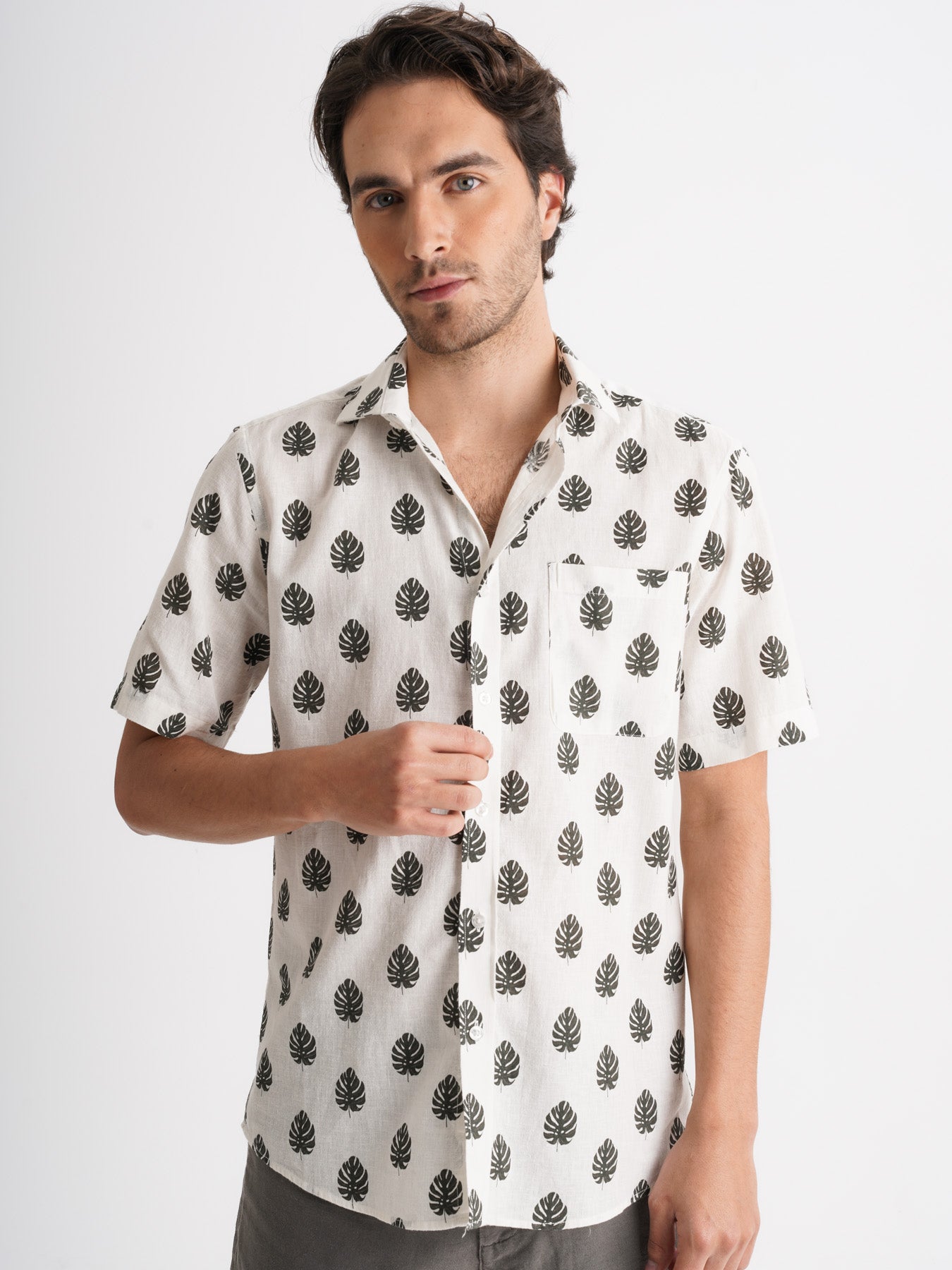 Regular Fit Gray Linen Shirt Mr. Blue