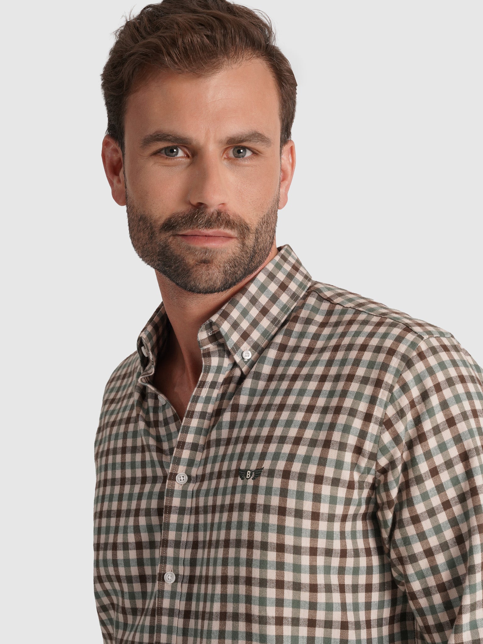 Camisa Flanela Castanha Manga Comprida Regular Fit Mr. Blue