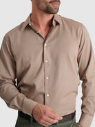 BEIGE COTTON SHIRT LONG SLEEVE REGULAR FIT MARK BELLUCCI