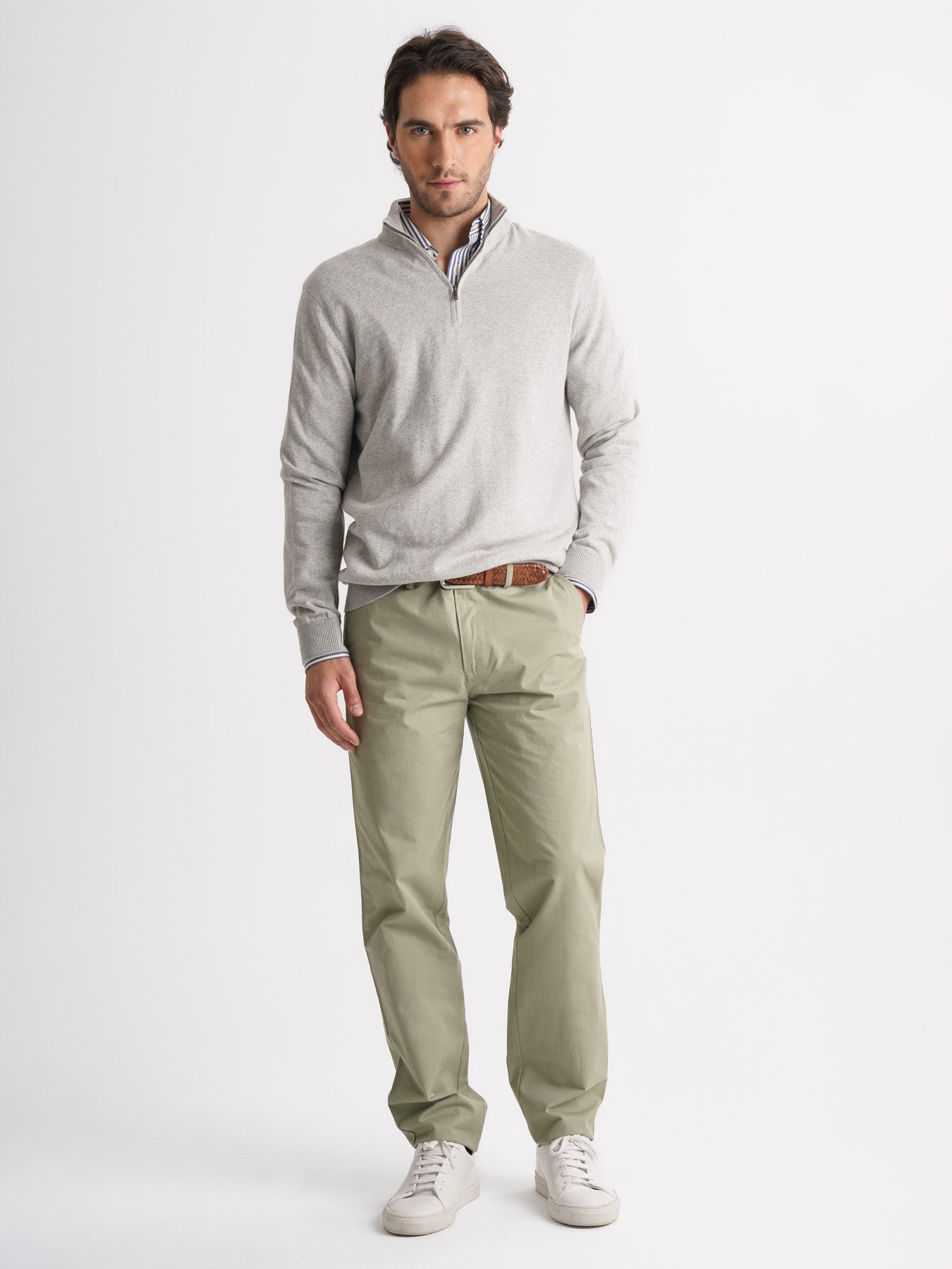 PULLOVER ALGODÃO CINZENTO MANGA COMPRIDA REGULAR FIT MR. BLUE