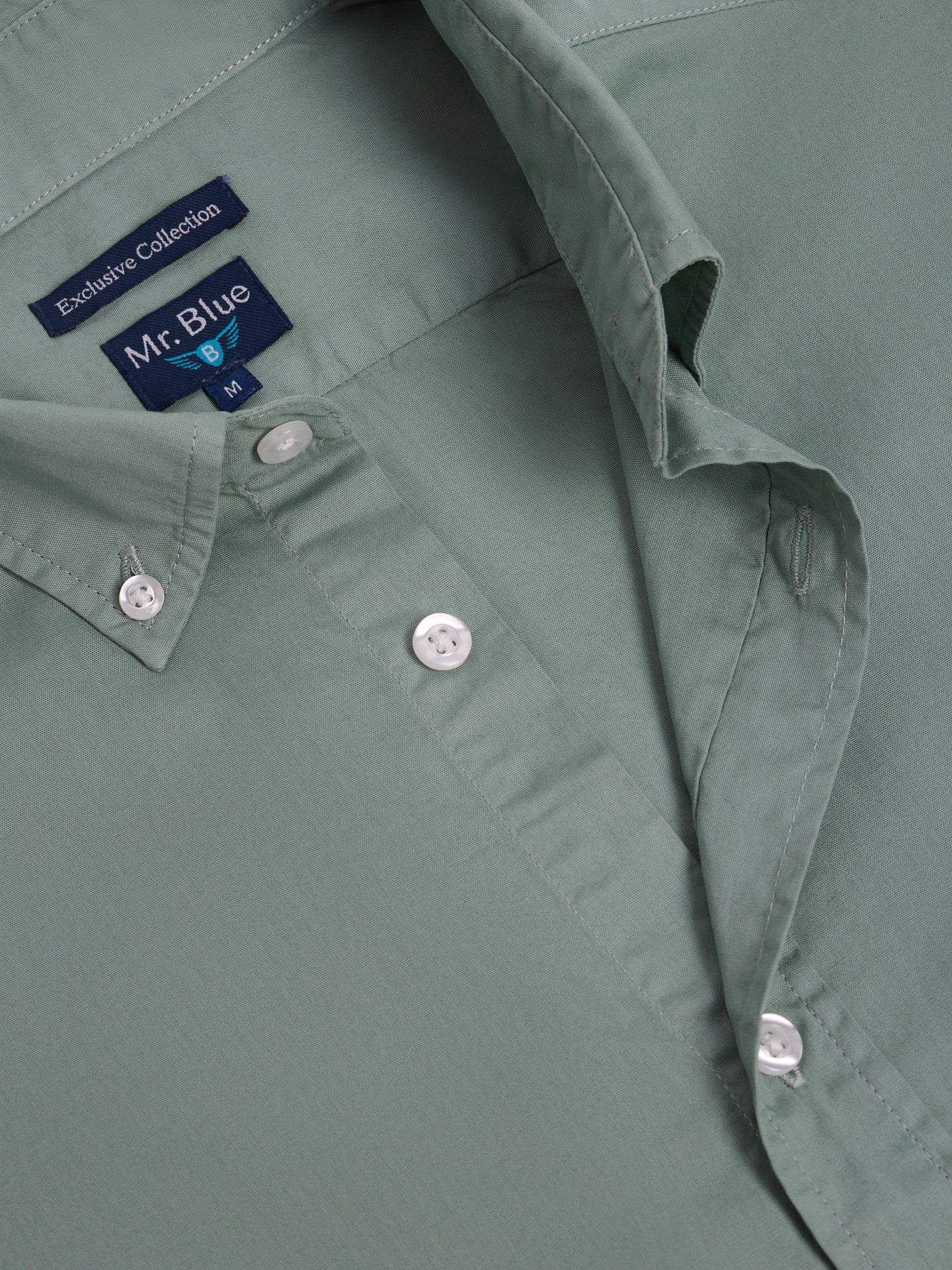 GREEN COTTON SHIRT LONG SLEEVE REGULAR FIT MR. BLUE