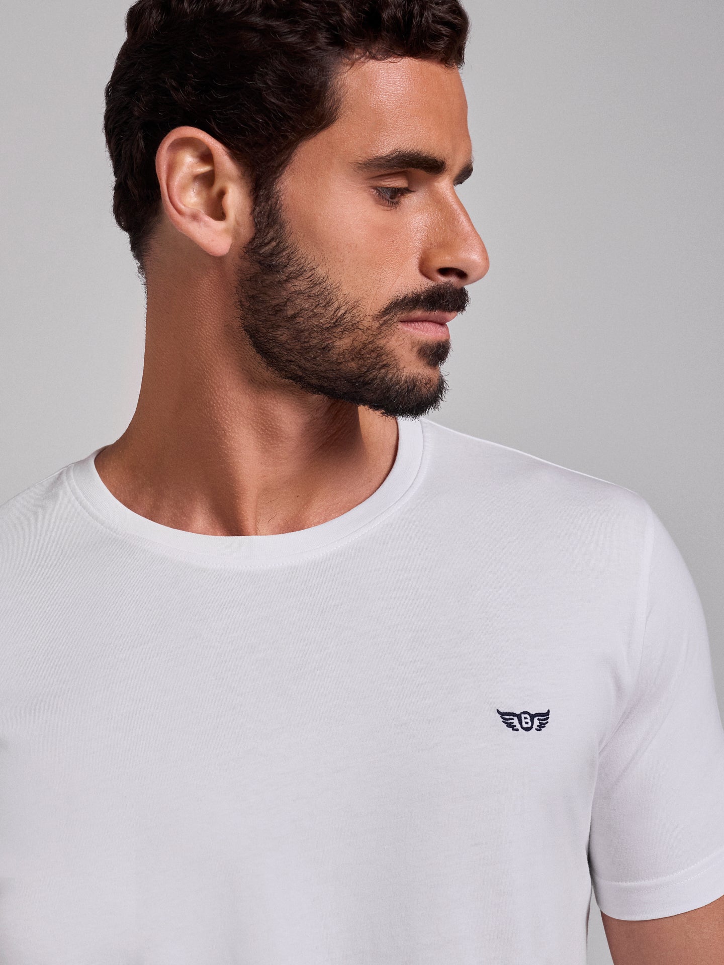 WHITE COTTON T-SHIRT SHORT SLEEVES REGULAR FIT MR. BLUE