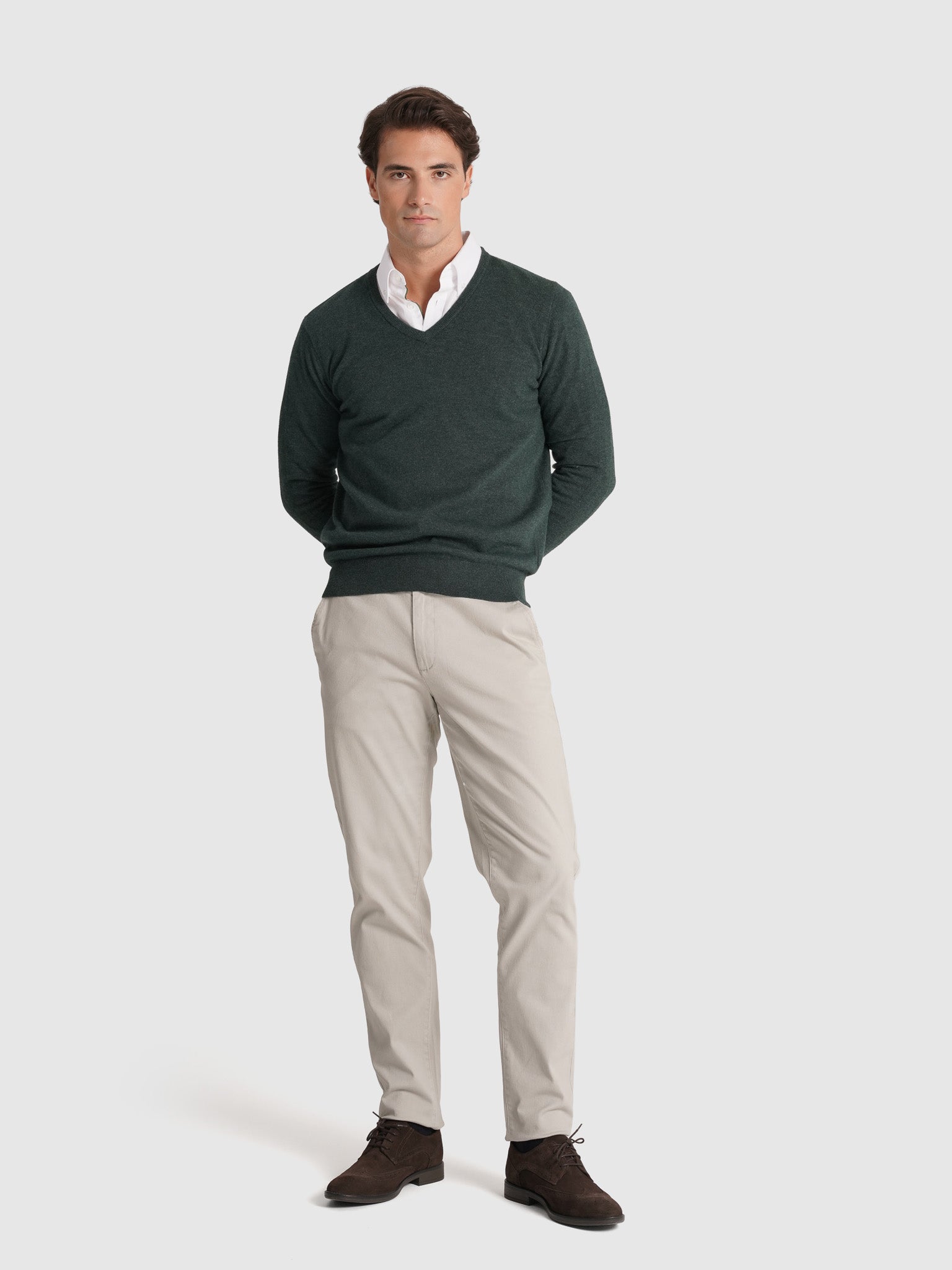 Pullover Lã Verde Manga Comprida Regular Fit Mr. Blue