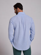 Camisa Linho Azul Manga Comprida Regular Fit Mr. Blue