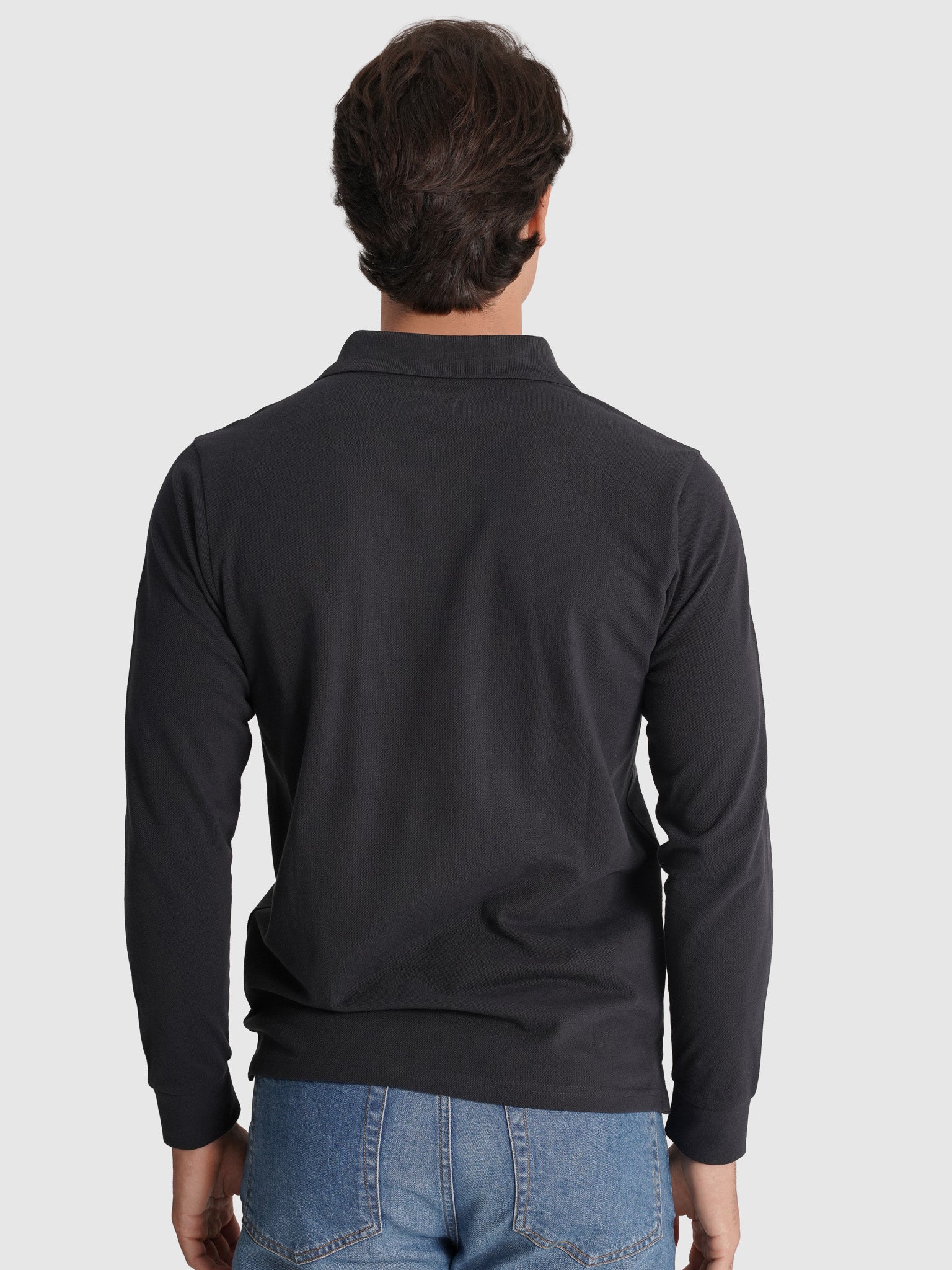 Polo Algodão Azul Manga Comprida Regular Fit Mr. Blue