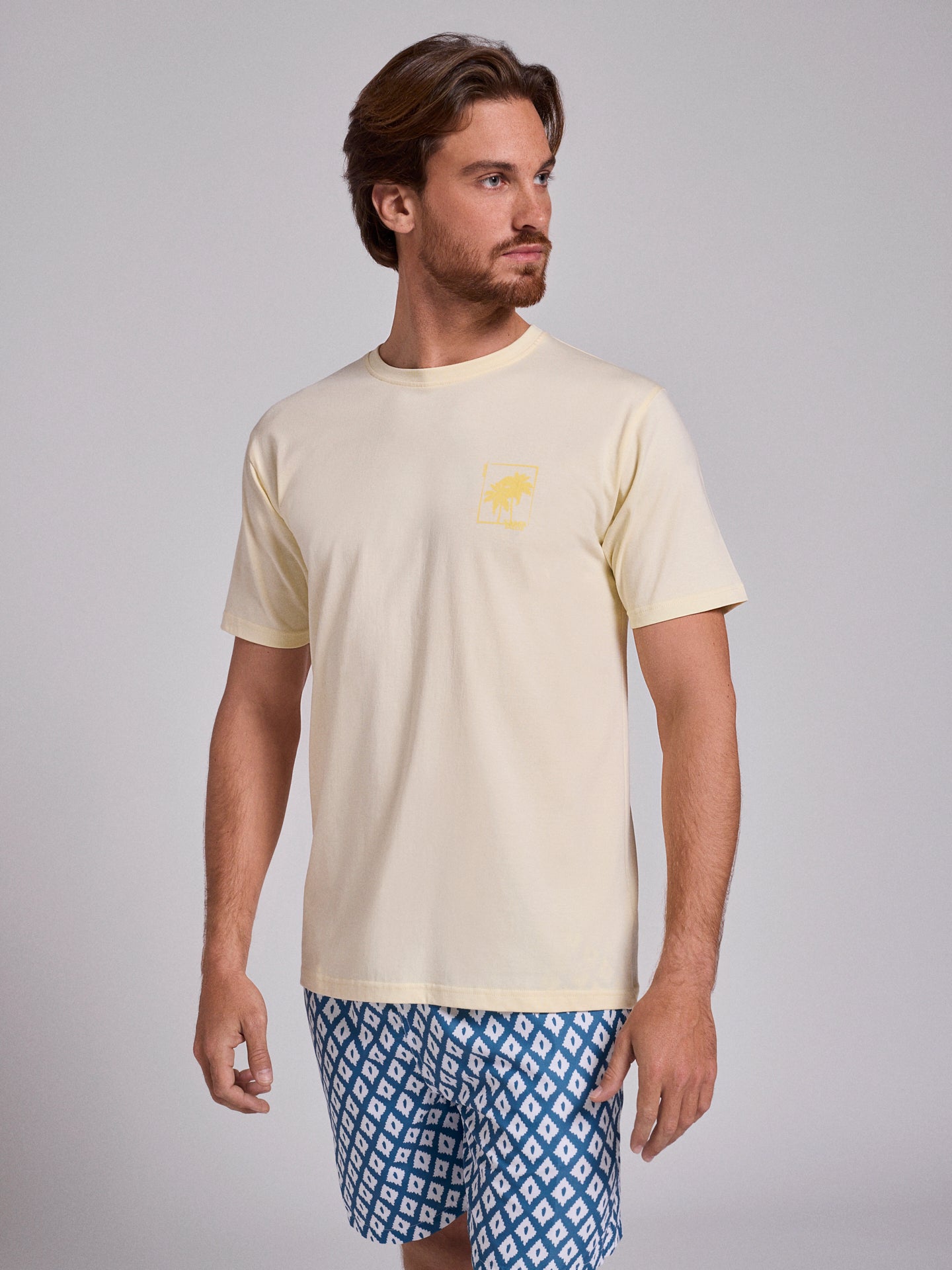 YELLOW COTTON T-SHIRT SHORT SLEEVE REGULAR FIT MR. BLUE