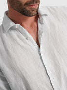 Camisa Linho Azul Manga Comprida Tailored Fit Mr. Blue