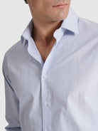 Camisa Algodão Azul Manga Comprida Slim Fit Mr. Blue