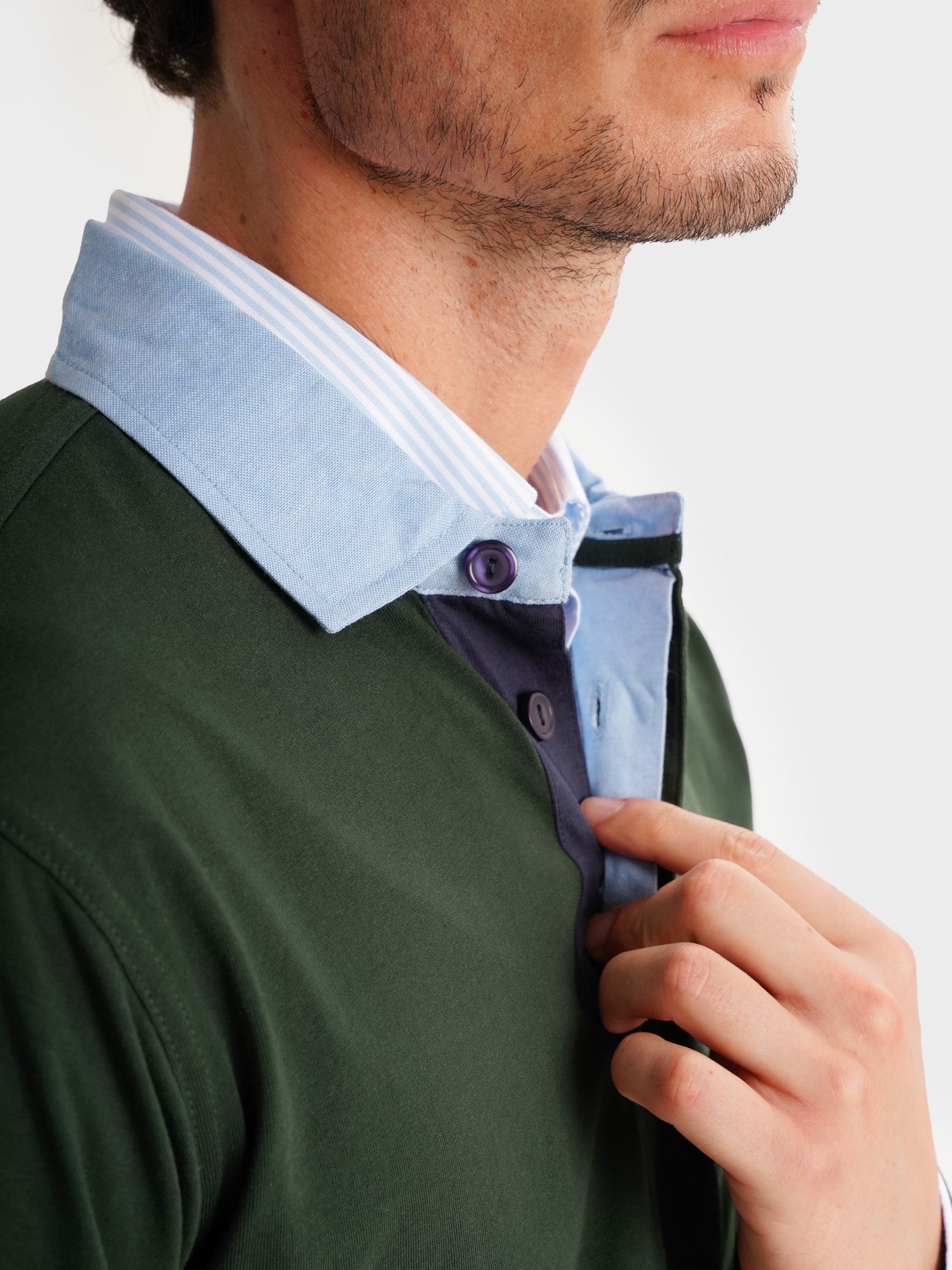 RUGBY GREEN COTTON LONG SLEEVE REGULAR FIT MR. BLUE