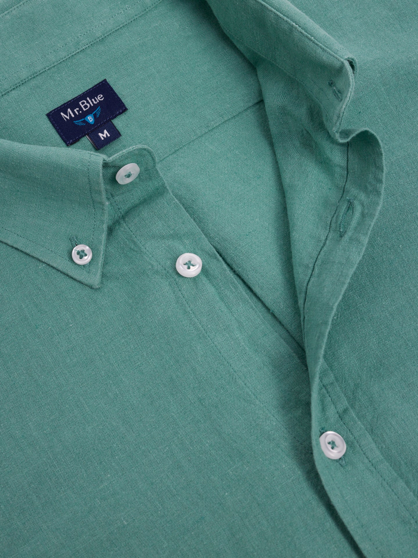 Camisa Linho Verde Manga Comprida Regular Fit Mr. Blue