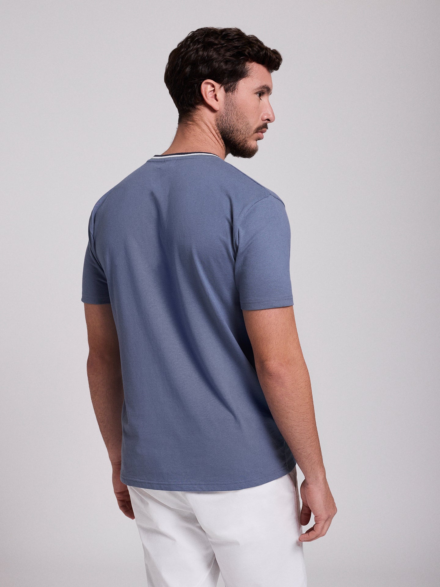 BLUE COTTON T-SHIRT SHORT SLEEVE REGULAR FIT MR. BLUE