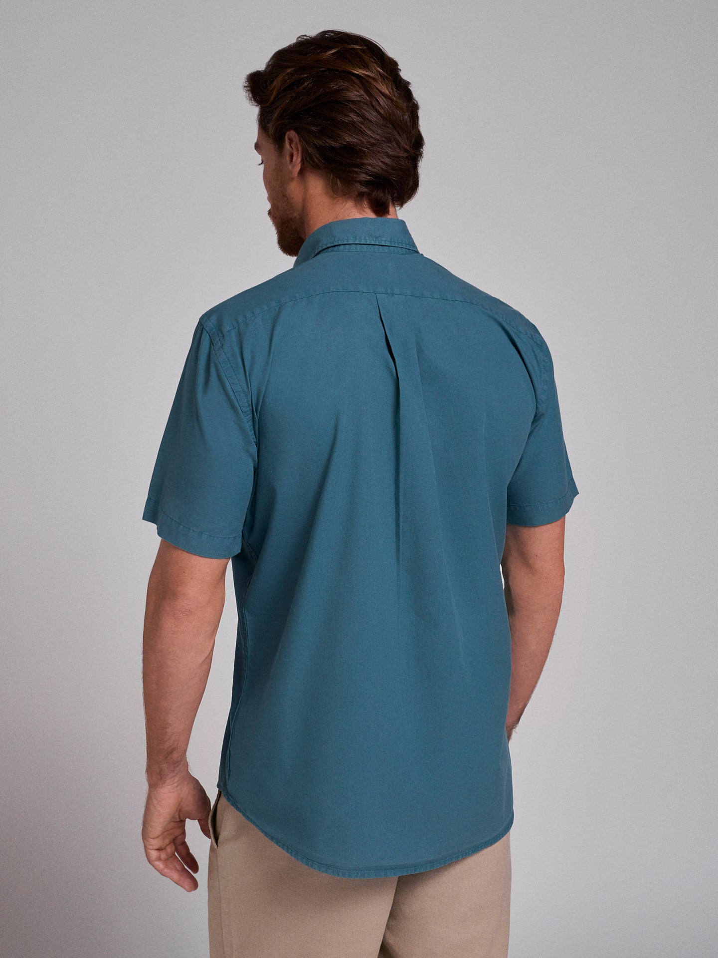 GREEN COTTON SHIRT SHORT SLEEVE REGULAR FIT MR. BLUE