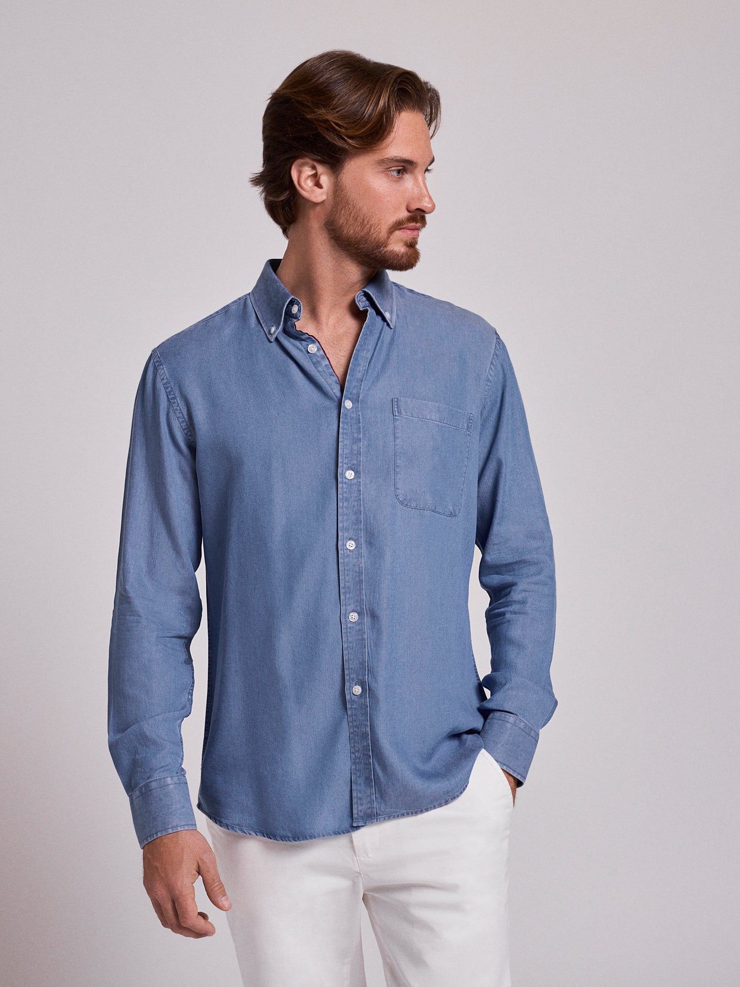 Camisa Ganga Azul Manga Comprida Regular Fit Mr. Blue