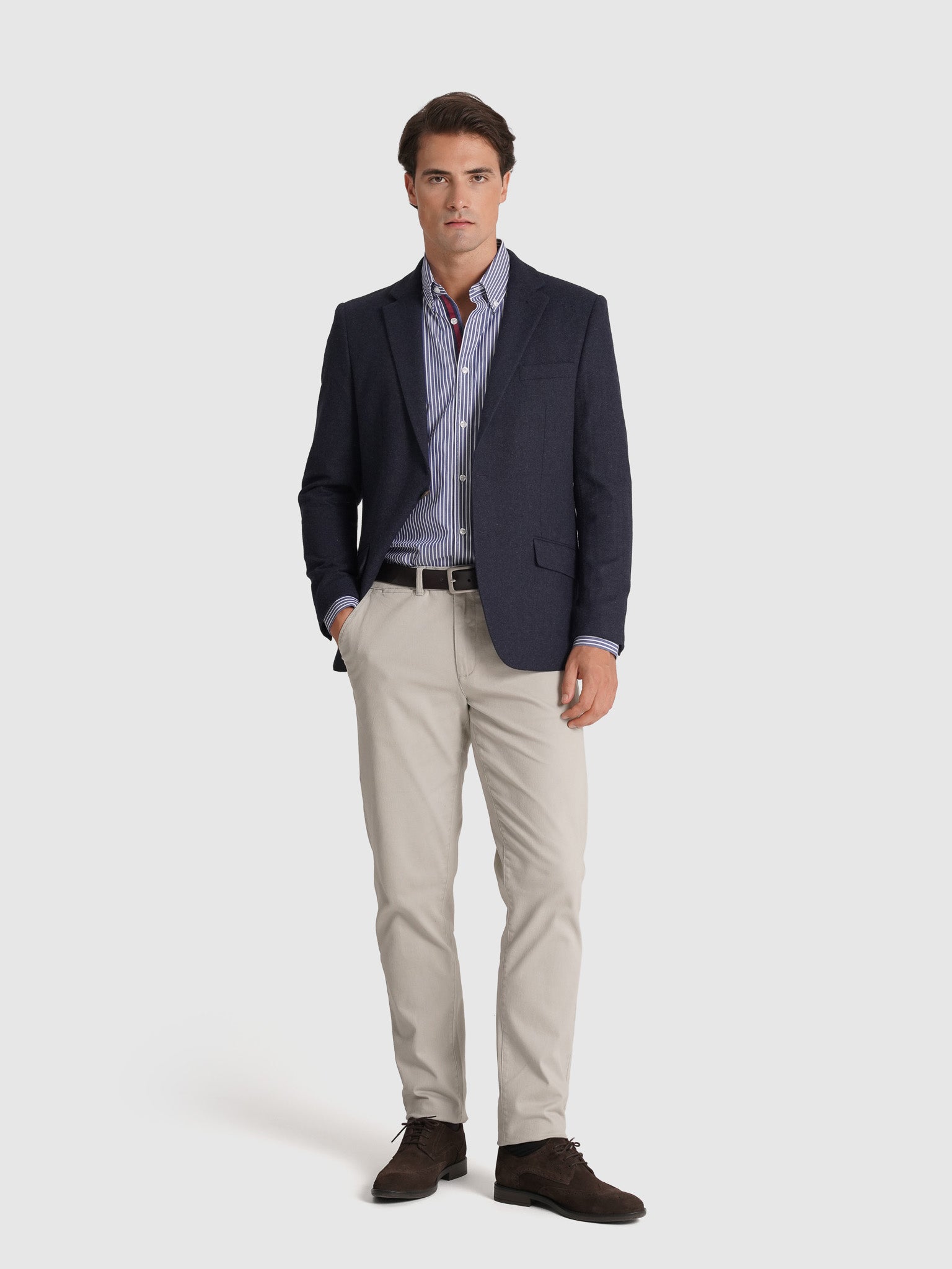 Blazer Lã Azul Manga Comprida Regular Fit Mr. Blue