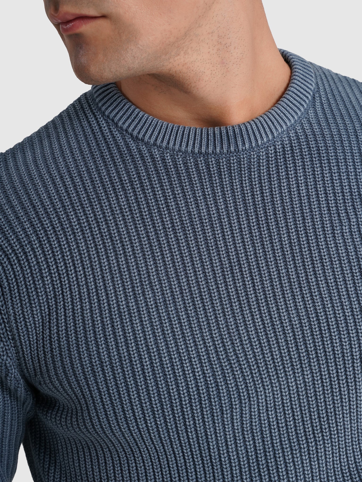 Pullover Algodão Azul Manga Comprida Regular Fit Mr. Blue