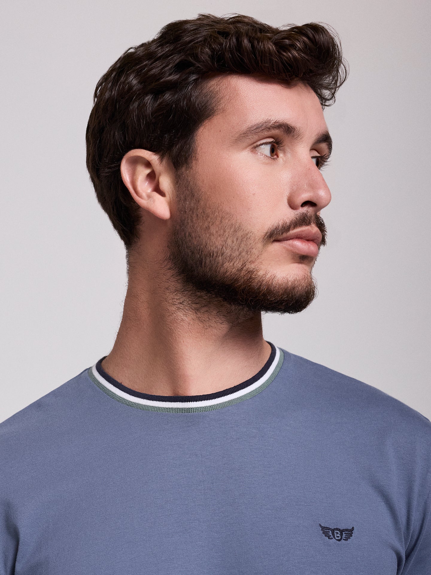 BLUE COTTON T-SHIRT SHORT SLEEVE REGULAR FIT MR. BLUE