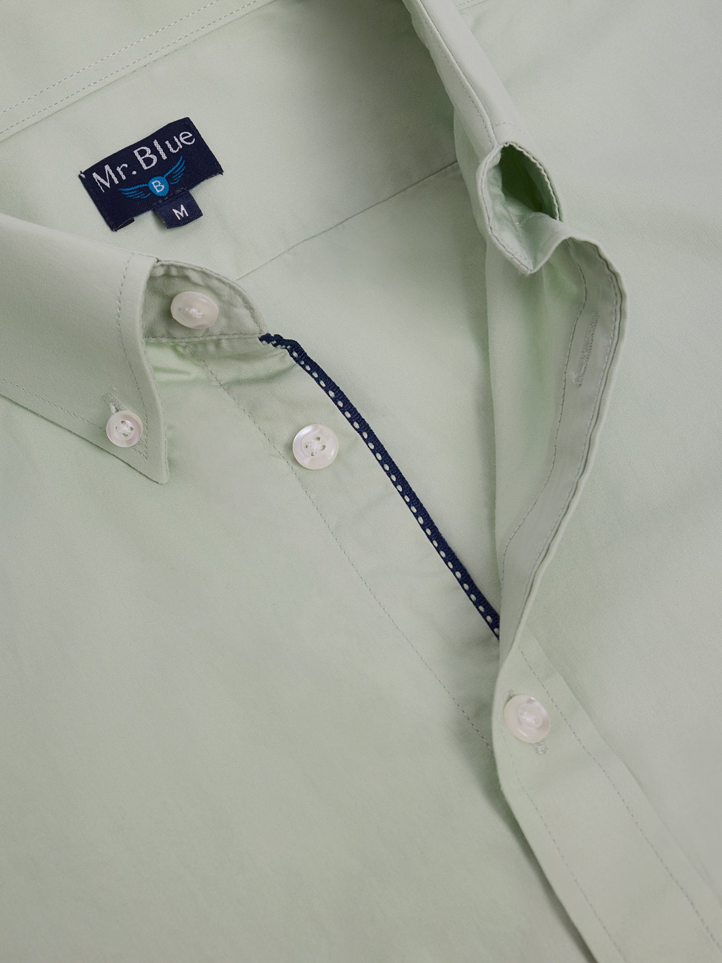 GREEN COTTON SHIRT SHORT SLEEVE REGULAR FIT MR. BLUE
