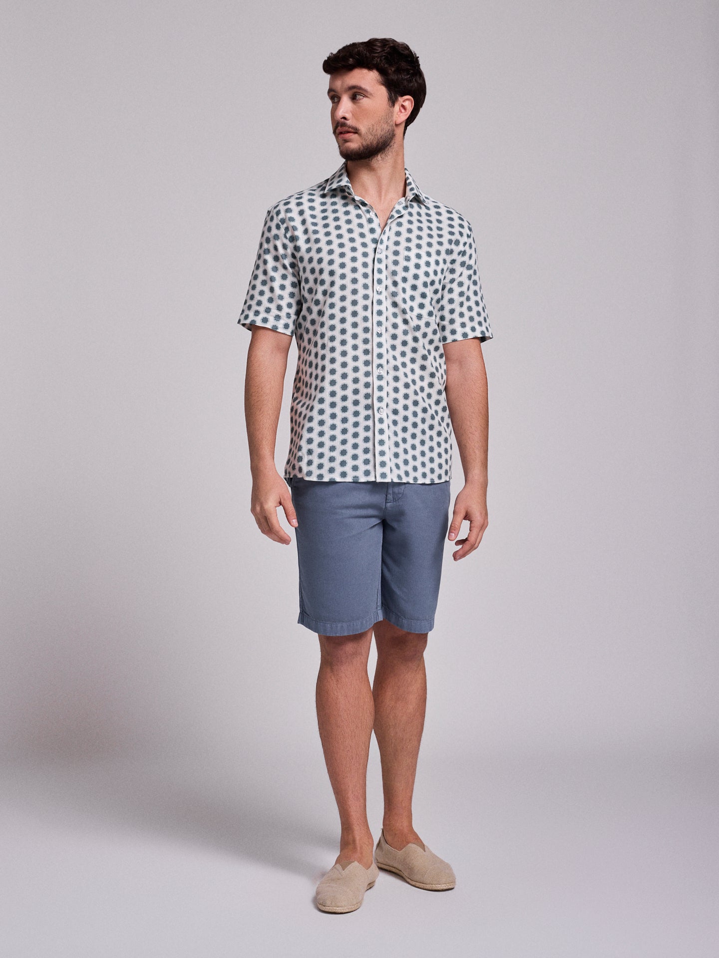 BLUE LINEN SHIRT SHORT SLEEVE REGULAR FIT MR. BLUE