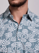 GREEN COTTON SHIRT SHORT SLEEVE REGULAR FIT MR. BLUE