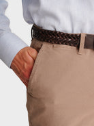 BEIGE SLIM FIT STRUCTURED TROUSERS MR. BLUE