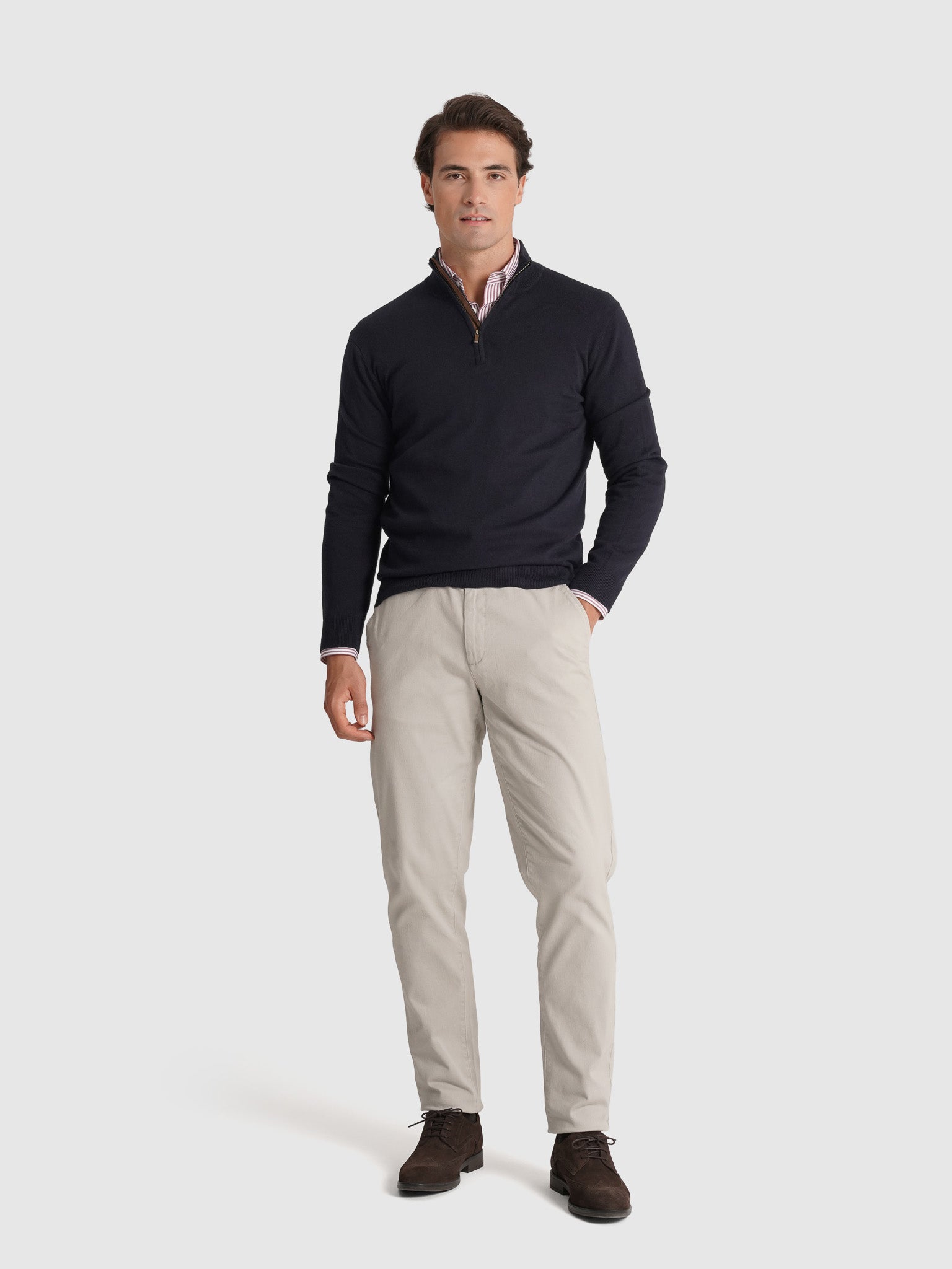 Pullover Caxemira Azul Manga Comprida Regular Fit Mr. Blue