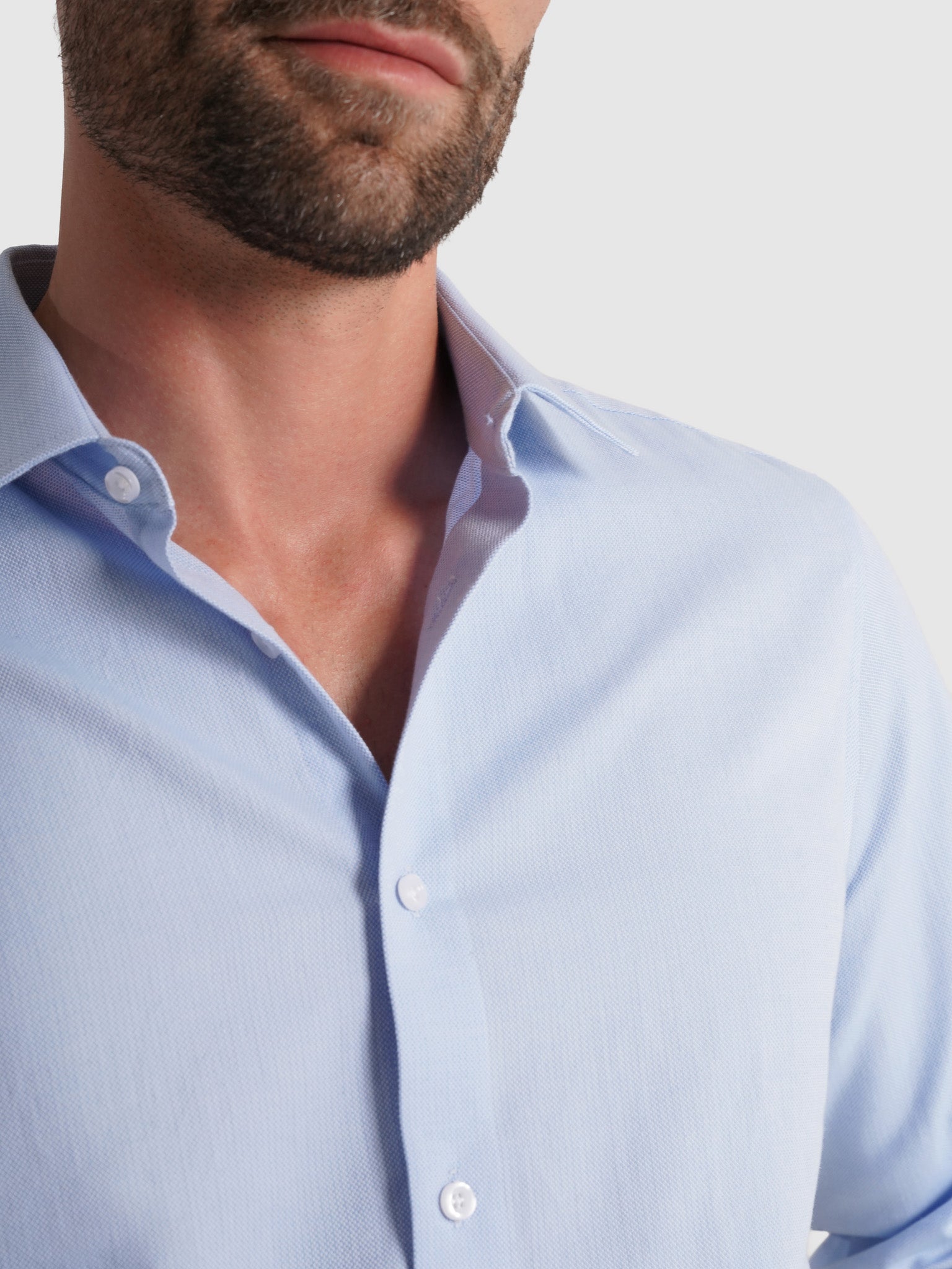 Camisa Algodão Azul Manga Comprida Slim Fit Mr. Blue