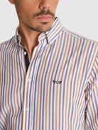 BROWN OXFORD SHIRT LONG SLEEVE REGULAR FIT MR. BLUE