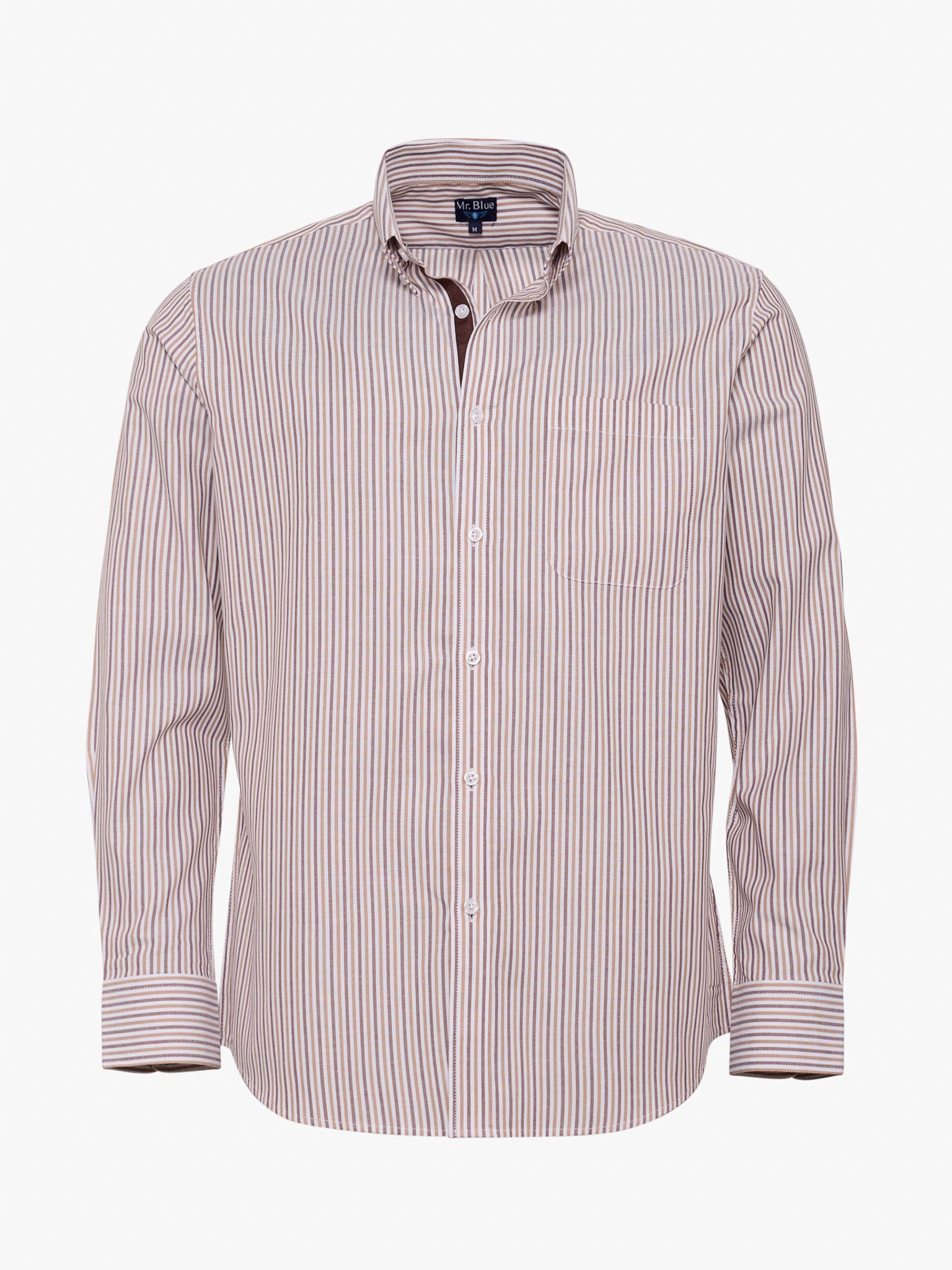 BROWN COTTON SHIRT LONG SLEEVE REGULAR FIT MR. BLUE