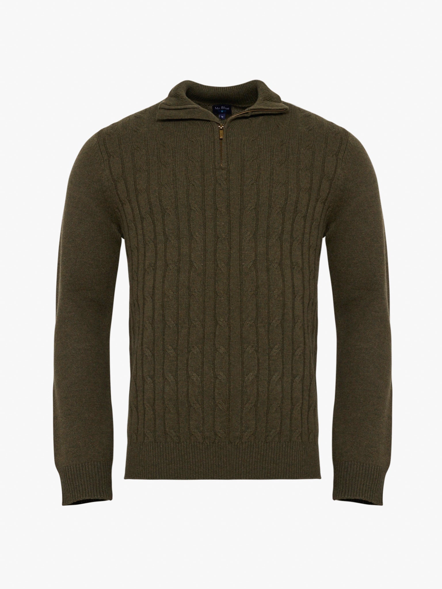 GREEN WOOL PULLOVER WITH REGULAR FIT MR ELBOW PADS. BLUE