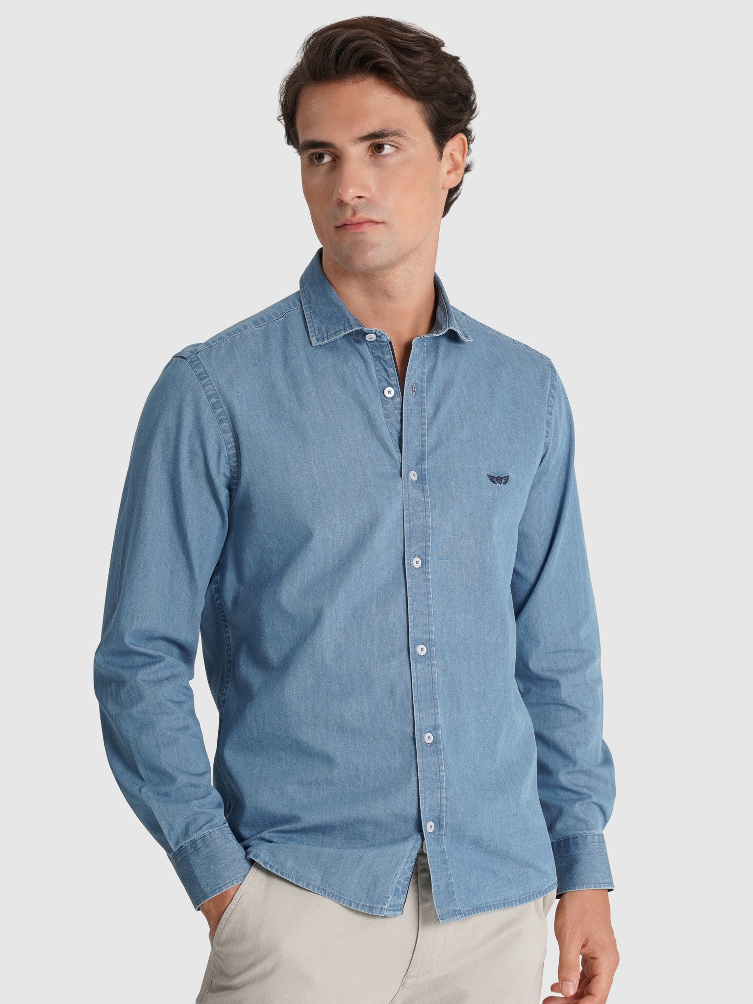 CAMISA ALGODÓN AZUL MANGA LARGA SASTRERÍA MR. AZUL