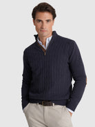 BLUE WOOL PULLOVER WITH REGULAR FIT MR ELBOW PADS. BLUE