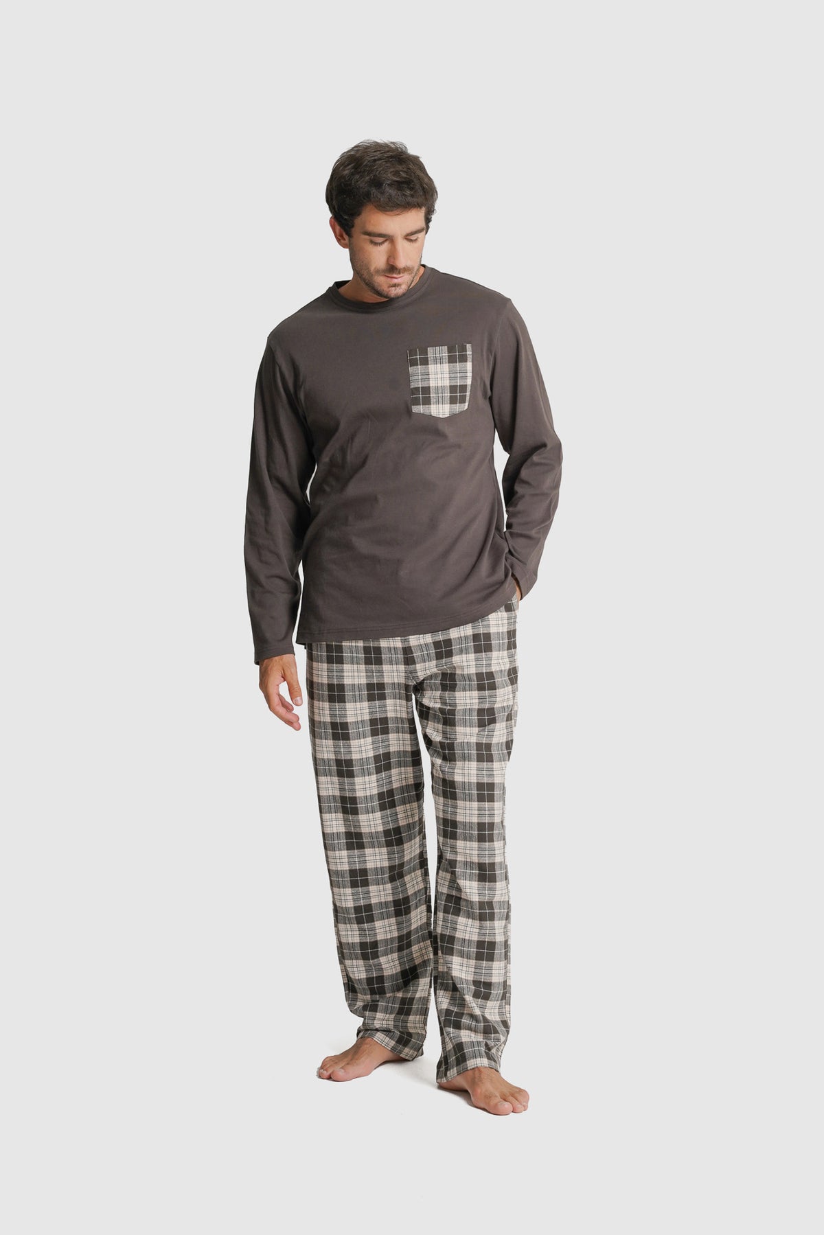 PIJAMA ALGODÃO REGULAR FIT CINZENTO AO QUADRADO MR. BLUE