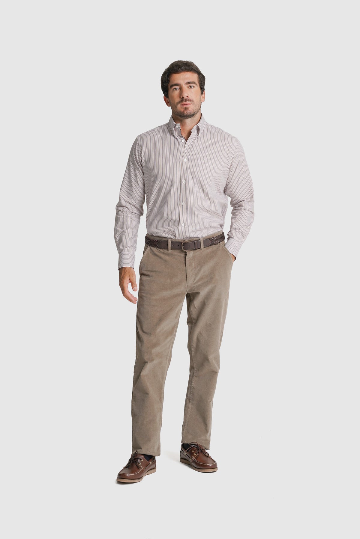 CAMISA TWILL REGULAR FIT BRANCA ÀS RISCAS MR. BLUE