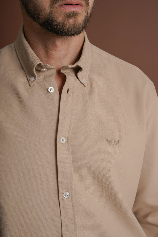 CAMISA ESTRUTURADA REGULAR FIT BEGE LISA MR. BLUE