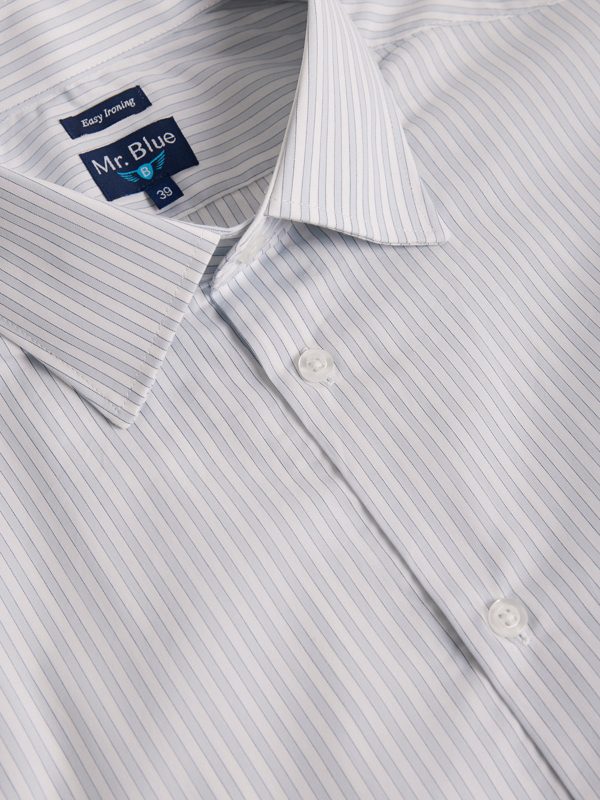CAMISA ALGODÃO CLASSIC FIT AZUL ÀS RISCAS MR. BLUE