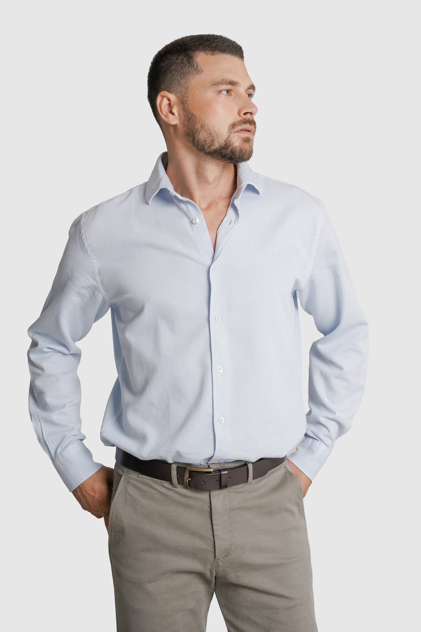 CAMISA PIQUET REGULAR FIT AZUL LISA MARK BELLUCCI