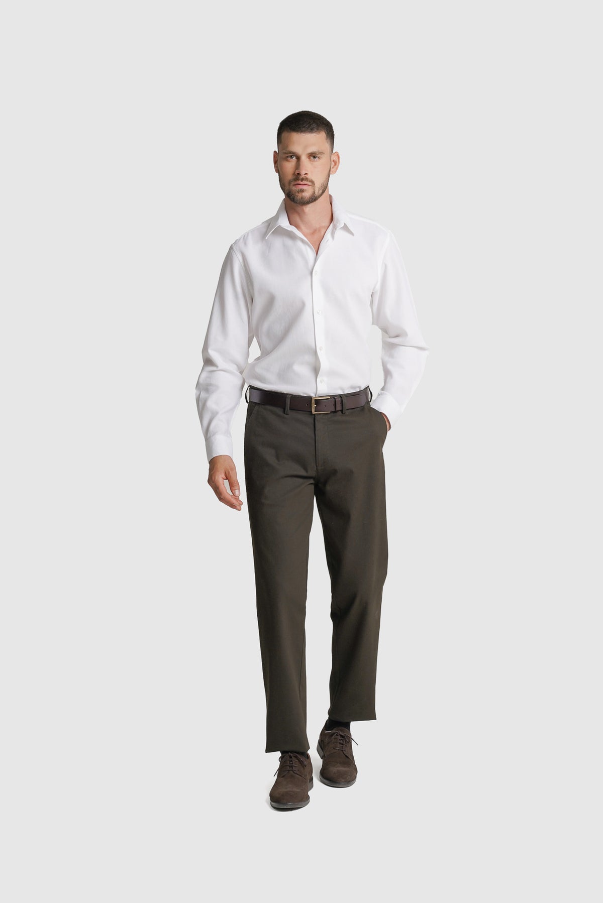 CAMISA ESTRUTURADA TAILORED FIT BRANCA LISA MR. BLUE