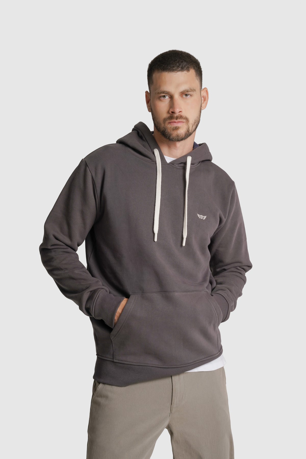 HOODIE ALGODÃO CINZENTO LISO MR. BLUE