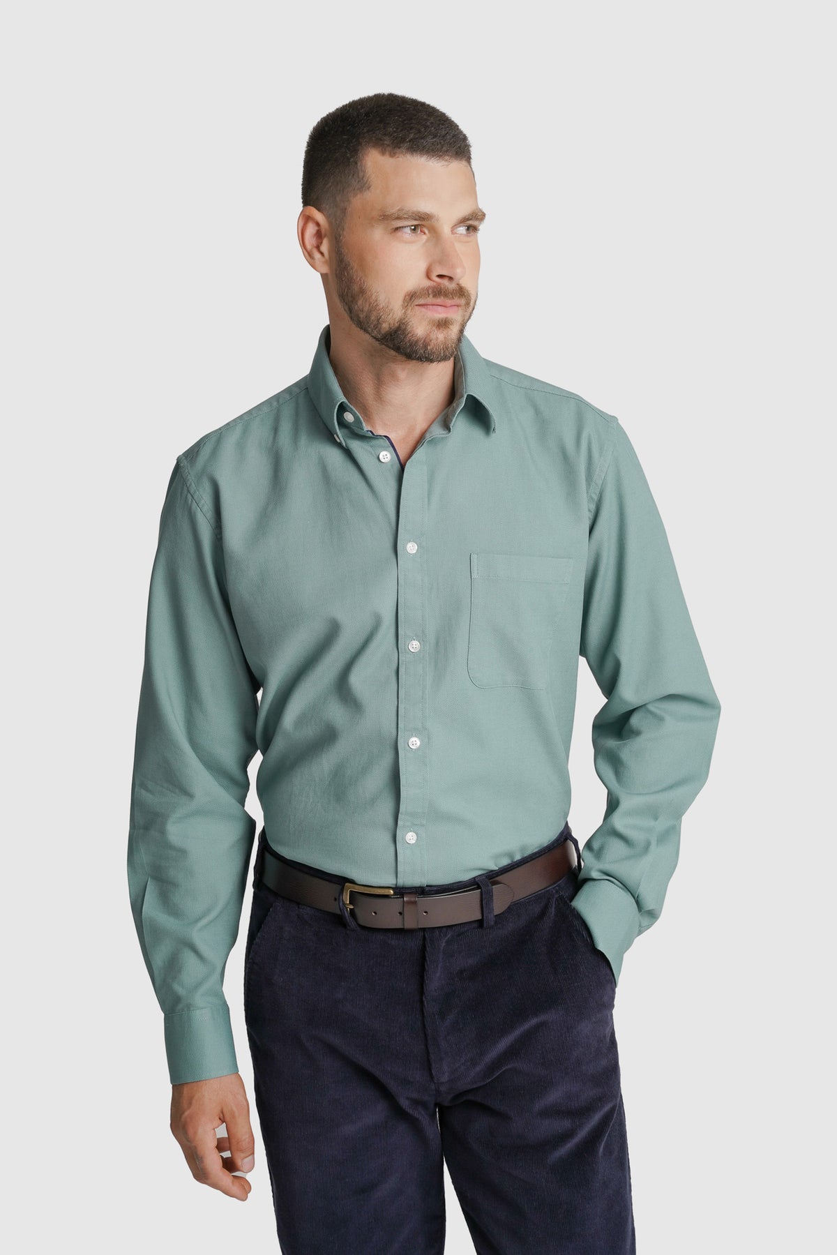 CAMISA ESTRUTURADA REGULAR FIT VERDE LISA MR. BLUE