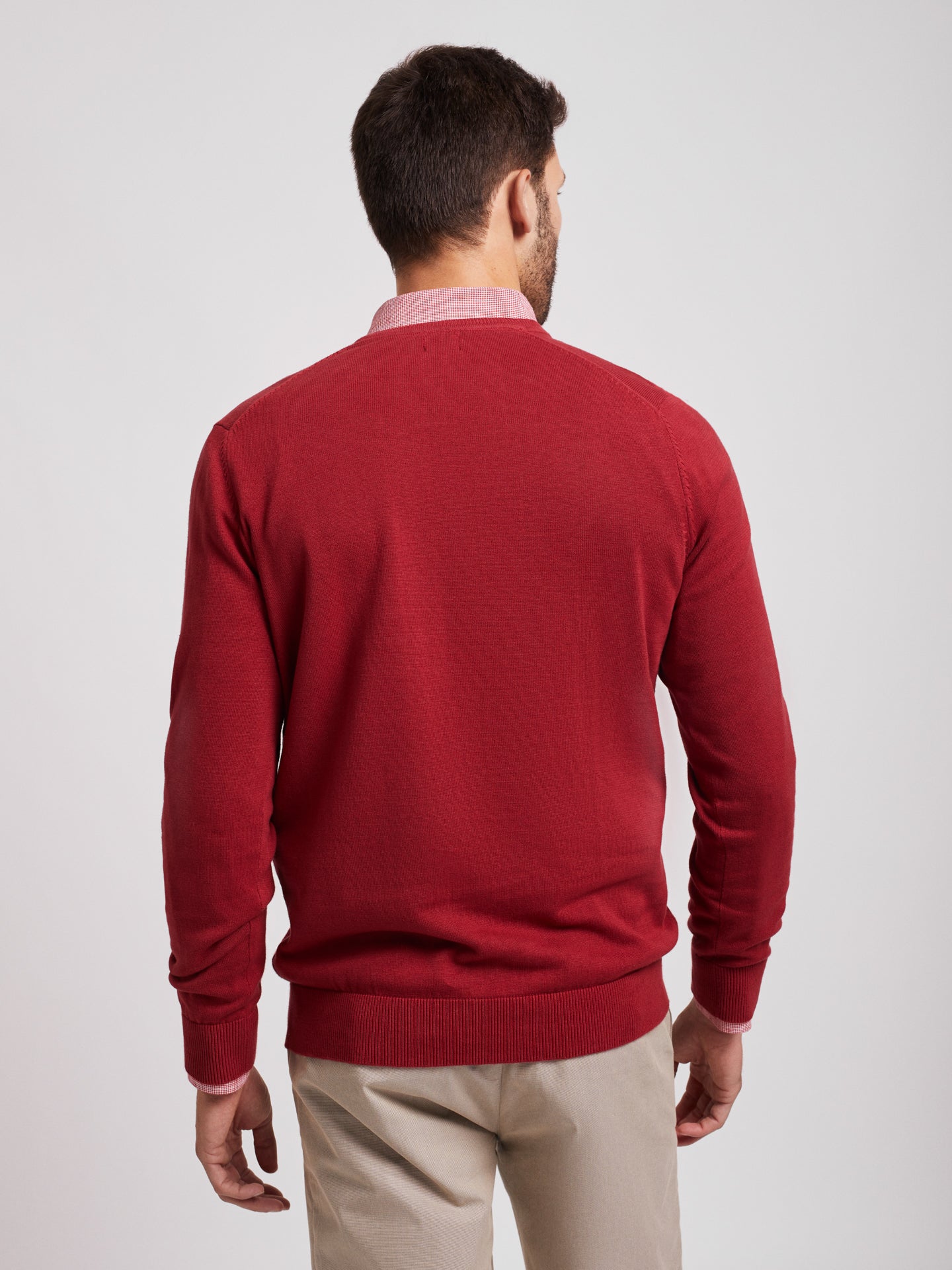 100% Cotton V-Neck Sweater - Mr Blue
