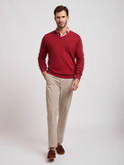 100% Cotton V-Neck Sweater - Mr Blue