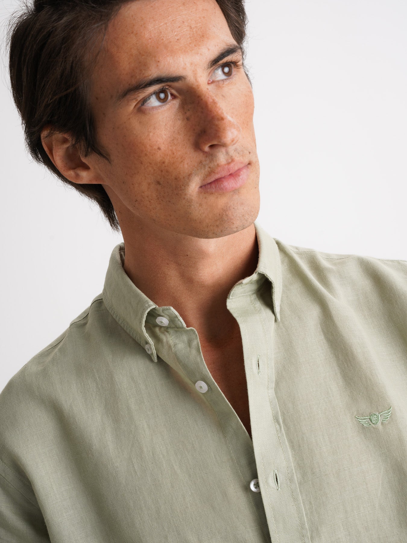 Mr. Blue Green Linen Regular Fit Shirt