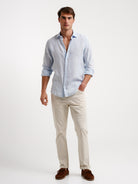 Camisa Tailored Fit Linho Azul Mr. Blue