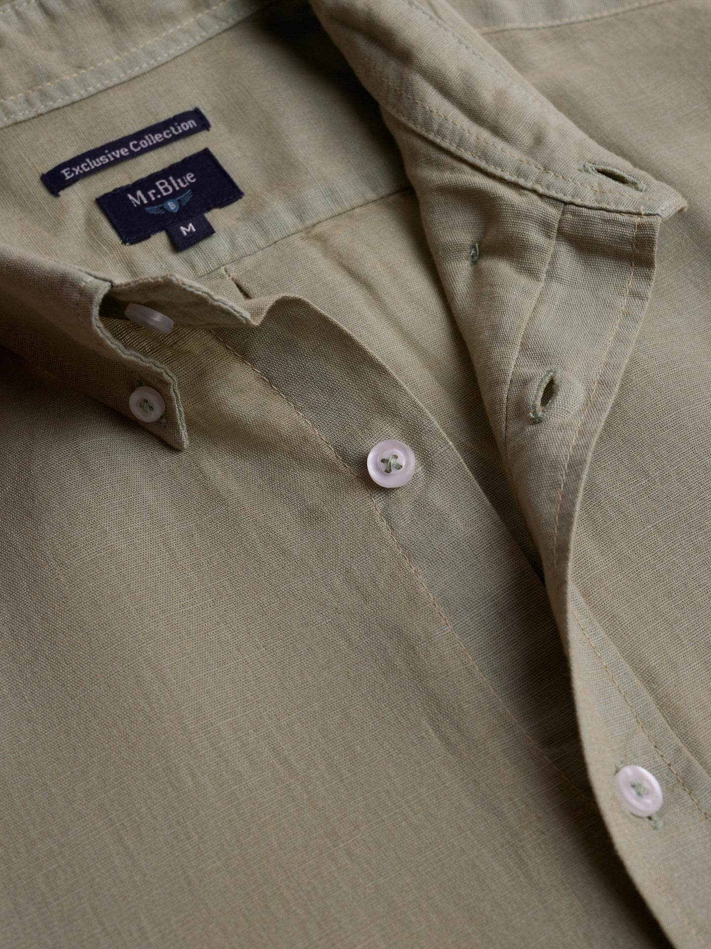 Mr. Blue Green Linen Regular Fit Shirt