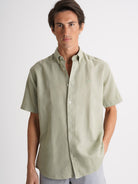 Mr. Blue Green Linen Regular Fit Shirt