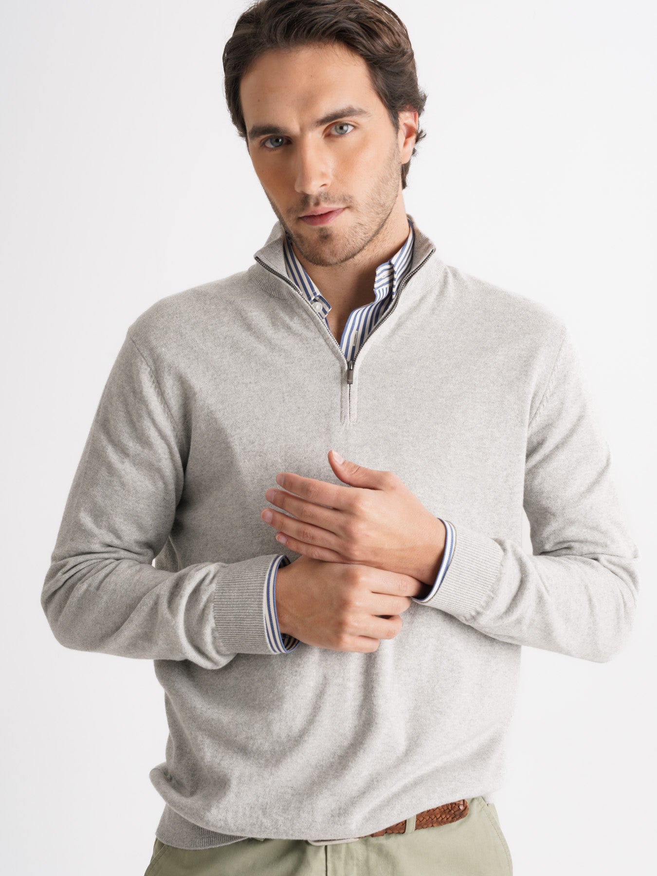 Pullover Caxemira Fino Cinzento Mr. Blue